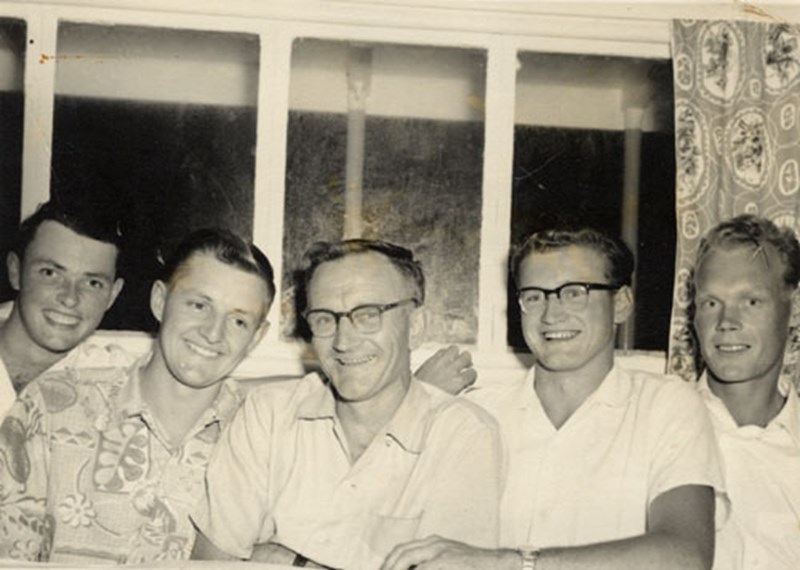 Electric Fence — Alfred William (Bill) Gallagher (centre), flanked by his two sons, John (left) and Bill junior (right), in February 1960